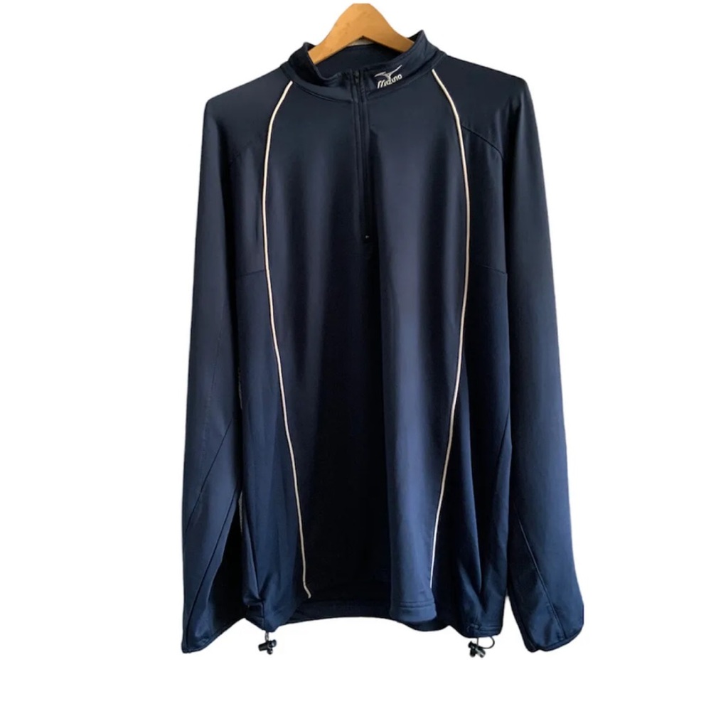 MIZUNO Men's (Size Large) Blue Long Sleeve Athletic 1/4 Zip‎ Shirt Golf Baseball